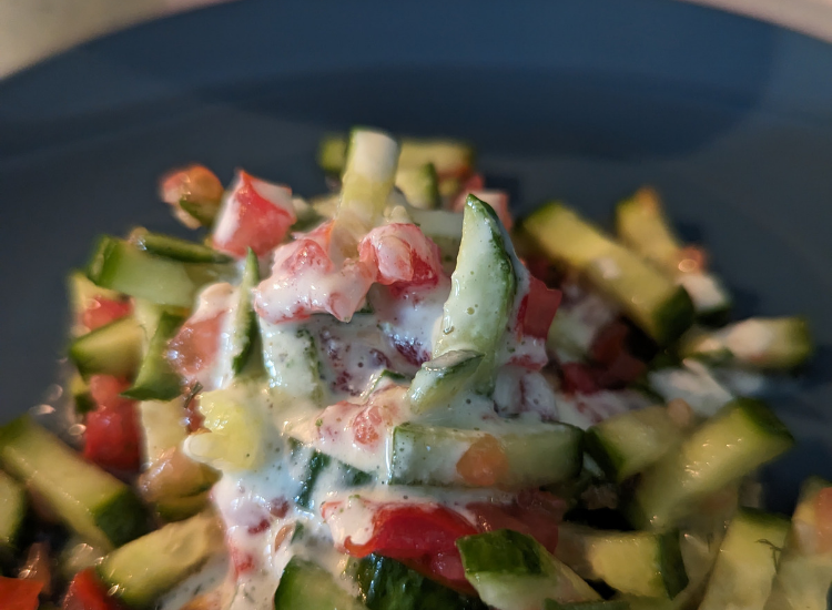 Refreshing Cucumber Tomato Salad with Tzatziki Dressing Recipe